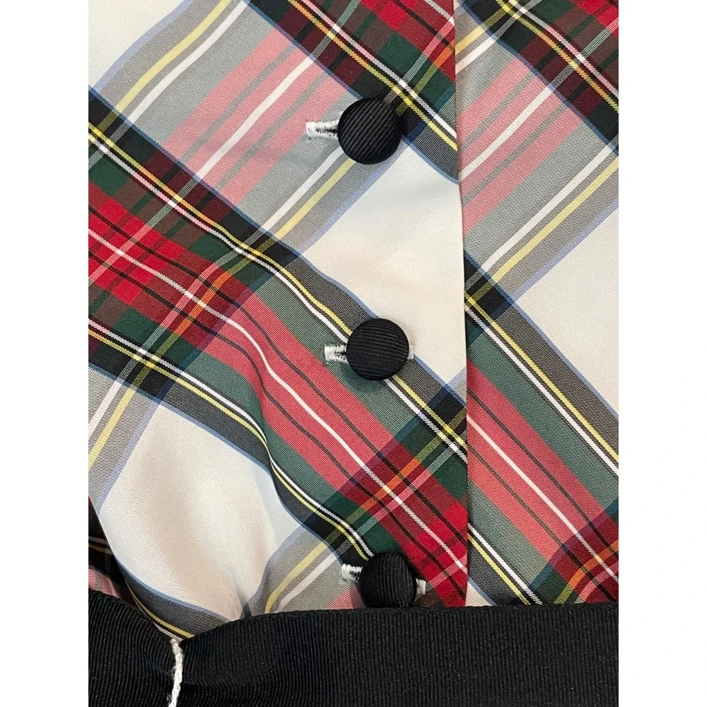 Ralph Lauren Baby Girls Red Green Plaid Holiday Dress Black Bow 12M‎